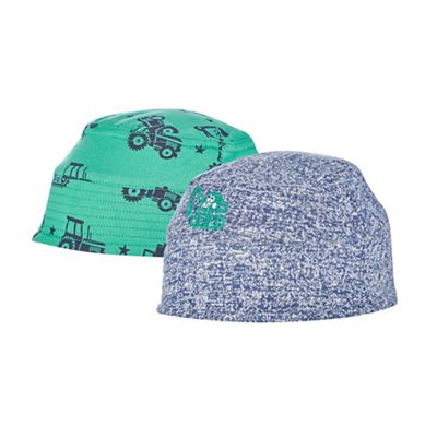 bluezoo Pack of two boys' navy and green tractor caps